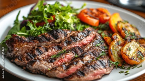 A mouth-watering plate of churrasco, featuring tender slices