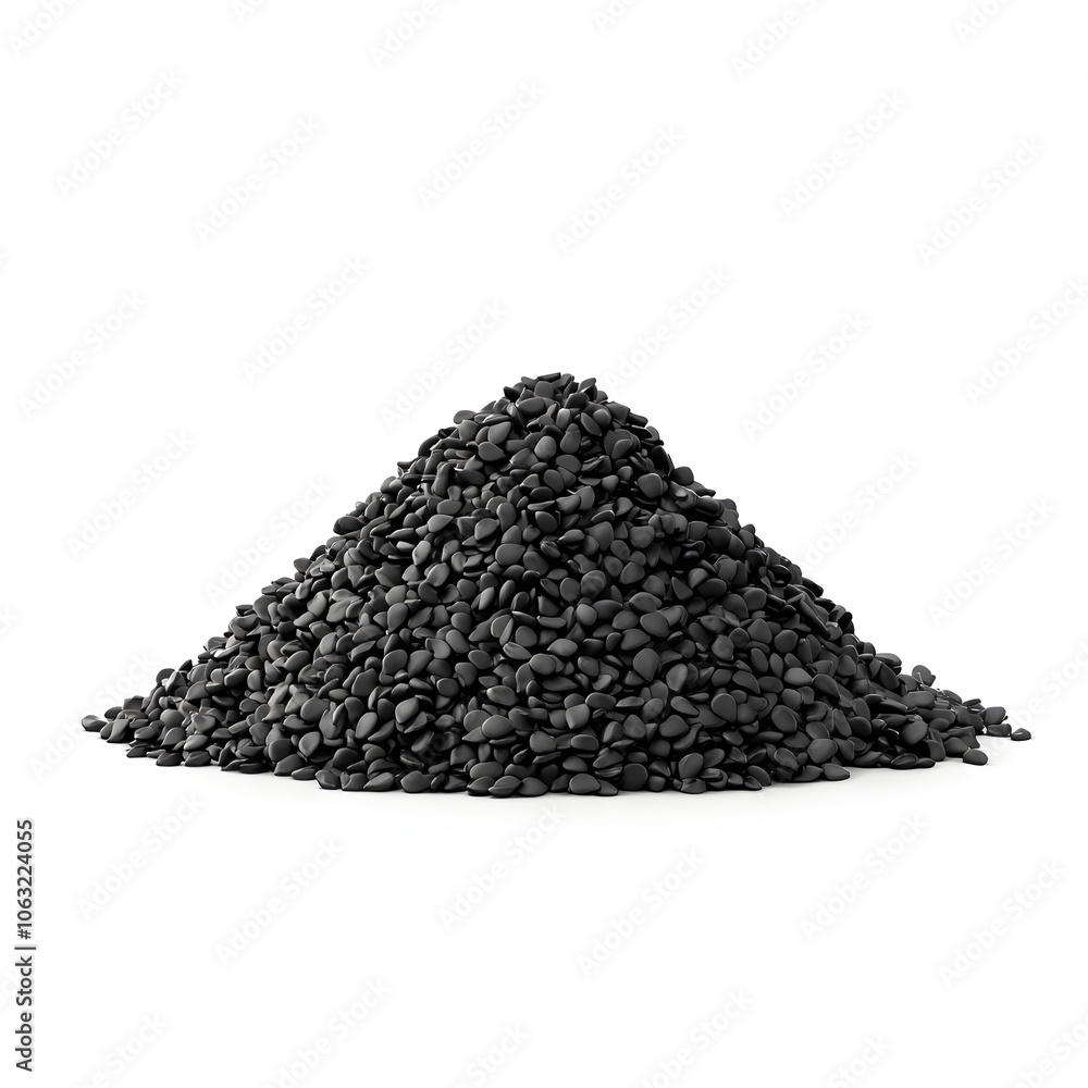 a realistic black sesame seed pile, textured surface, deep color, photorealistic, isolated on white background a realistic black sesame seed pile, textured surface, deep color, photorealistic, isolated on white background