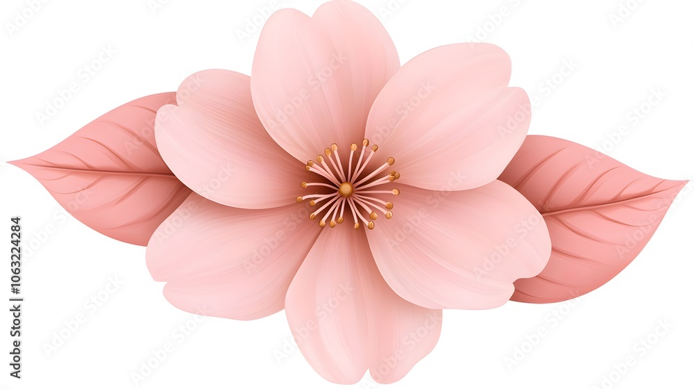a realistic cherry blossom flower, delicate pink petals, photorealistic, isolated on white background a realistic cherry blossom flower, delicate pink petals, photorealistic, isolated on white background