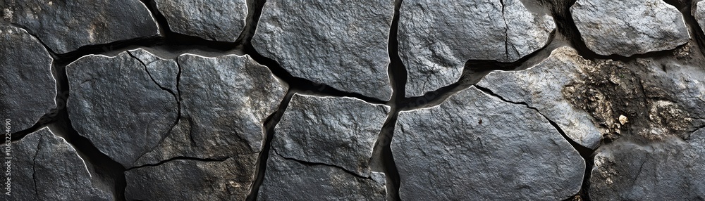 Close-up of a Cracked and Weathered Black Rock Surface Close-up of a Cracked and Weathered Black Rock Surface
