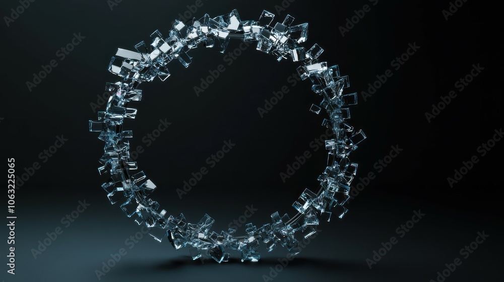 Circle made of glass shapes. Circle made of glass shapes.
