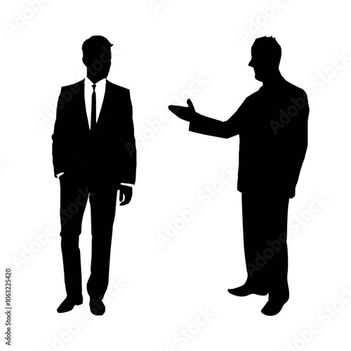 ビジネスマン立ち話しのシルエットイラスト
