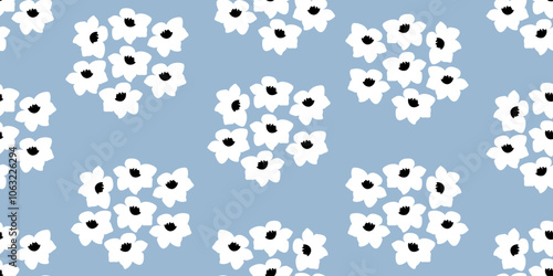 Flowers Seamless Pattern Hand drawn flowers, seamless patterns with floral for fabric, textiles