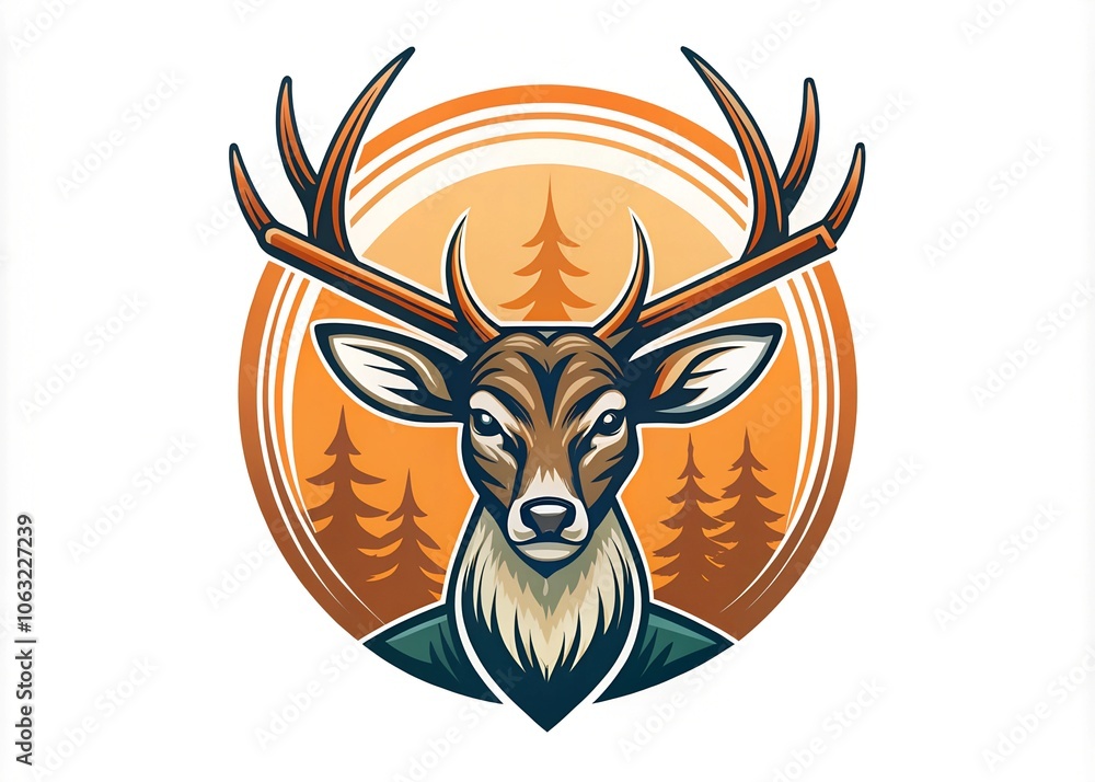 Fototapeta premium deer hunting logo creative icon on white background