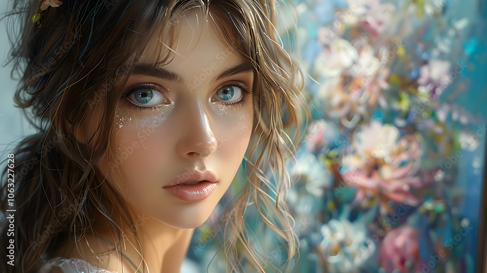 Artistic dreamer show the girl lost in her imagine. AI generated Artistic dreamer show the girl lost in her imagine. AI generated