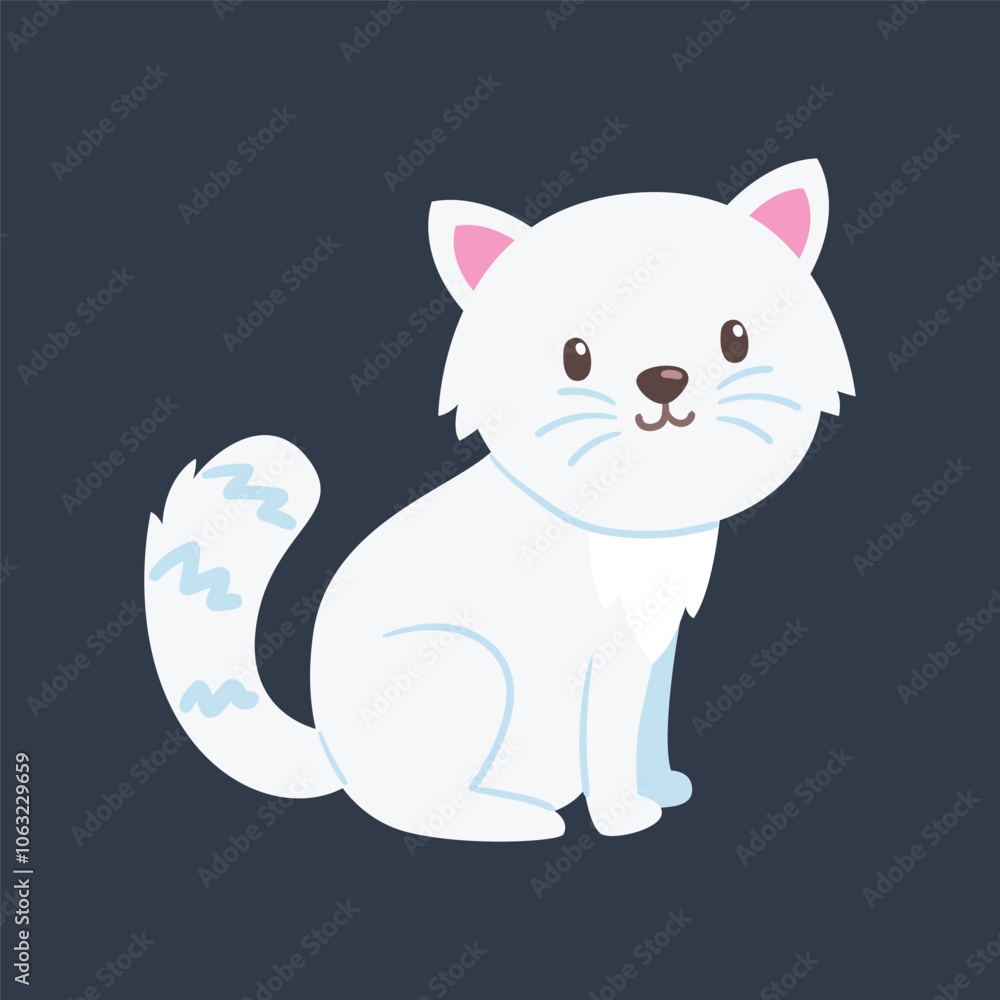 cute white cat in flat vector design. cute white cat in flat vector design.