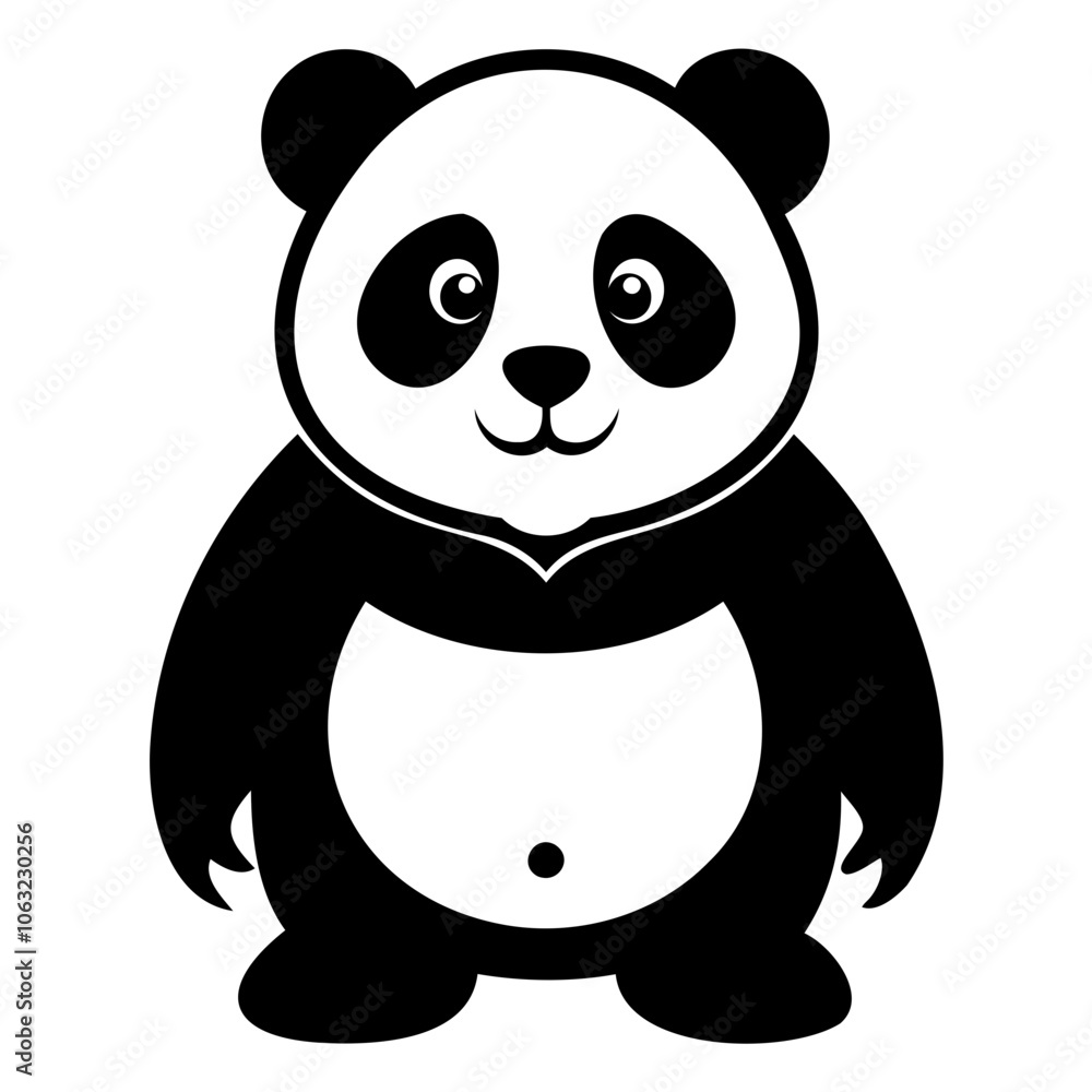 Fototapeta premium Panda Black Silhouette vector illustration isolated on a transparent background