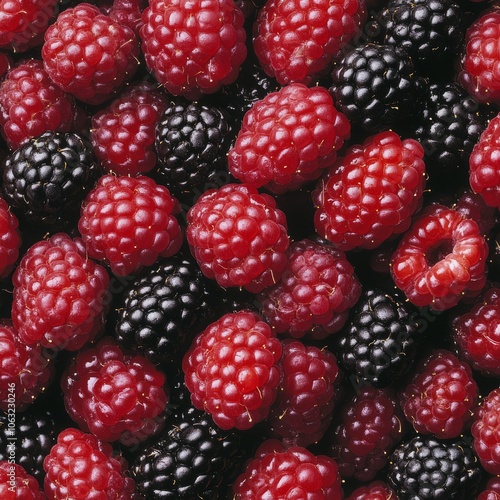 A close-up of fresh red and black raspberries, showcasing their vibrant colors.