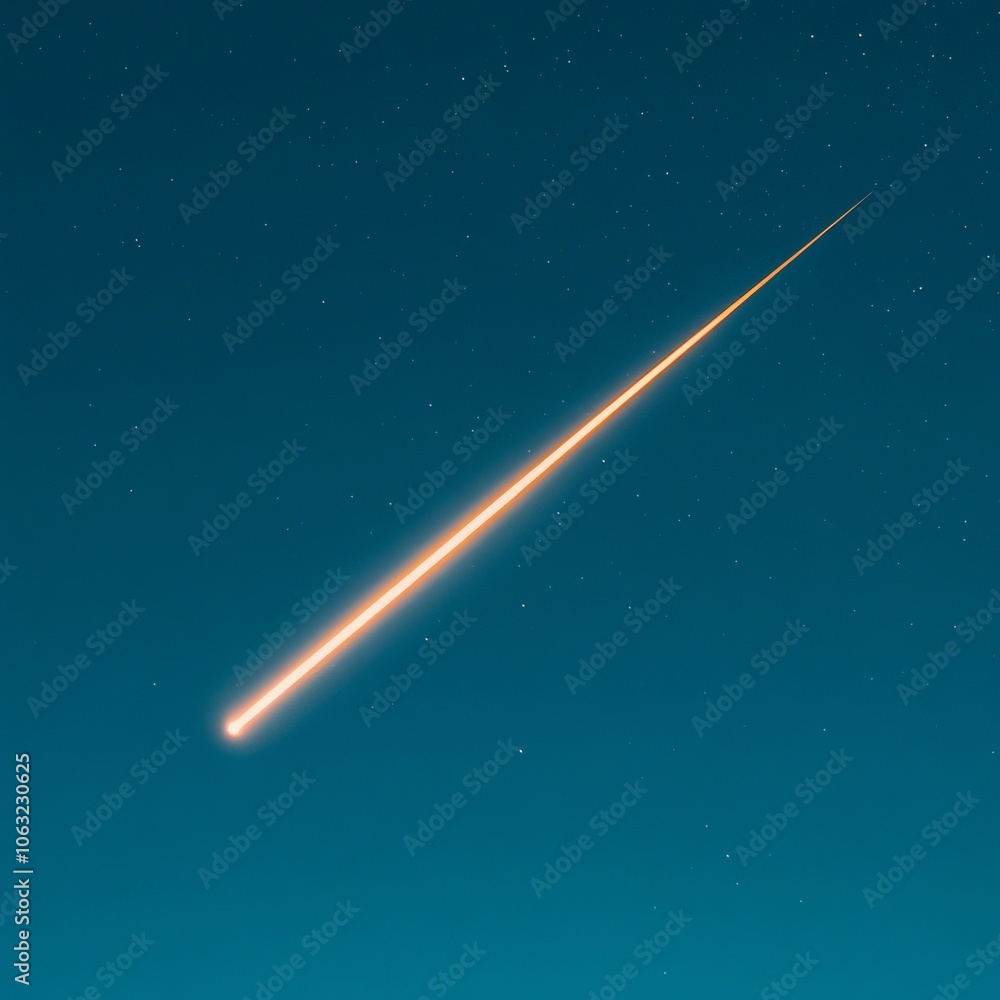 A bright meteor streaks across a clear night sky filled with stars. A bright meteor streaks across a clear night sky filled with stars.