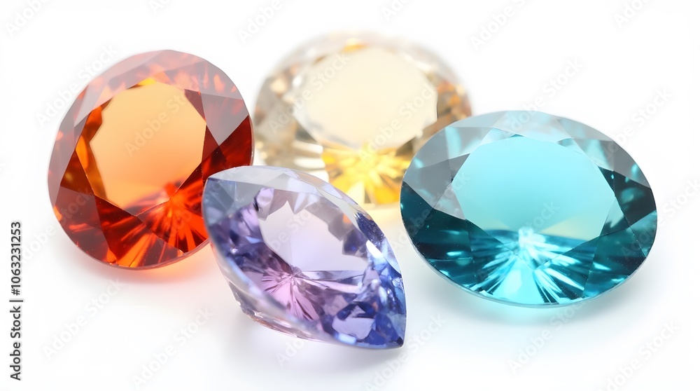 Colorful Gemstones on White Background Colorful Gemstones on White Background