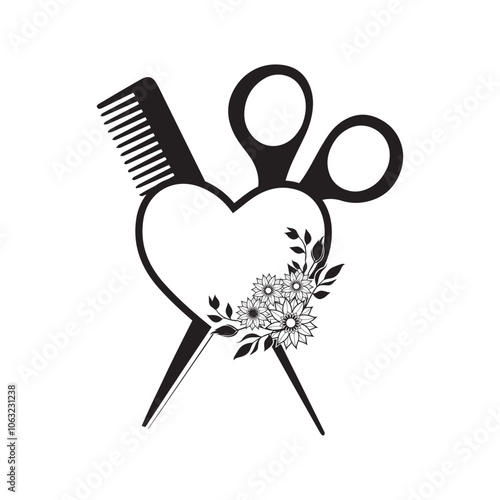 Hair Hustler vector illustration in black and white -  Hair Stylist Hand Clipart Design 