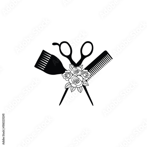 Hair Hustler vector illustration in black and white -  Hair Stylist Hand Clipart Design 