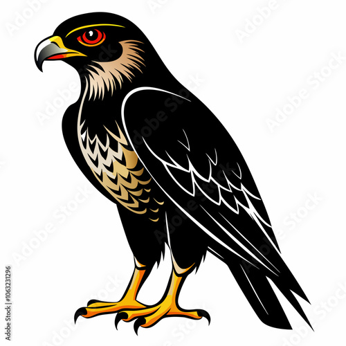 hawk silhouette vector black illustration bird of prey on a white background 