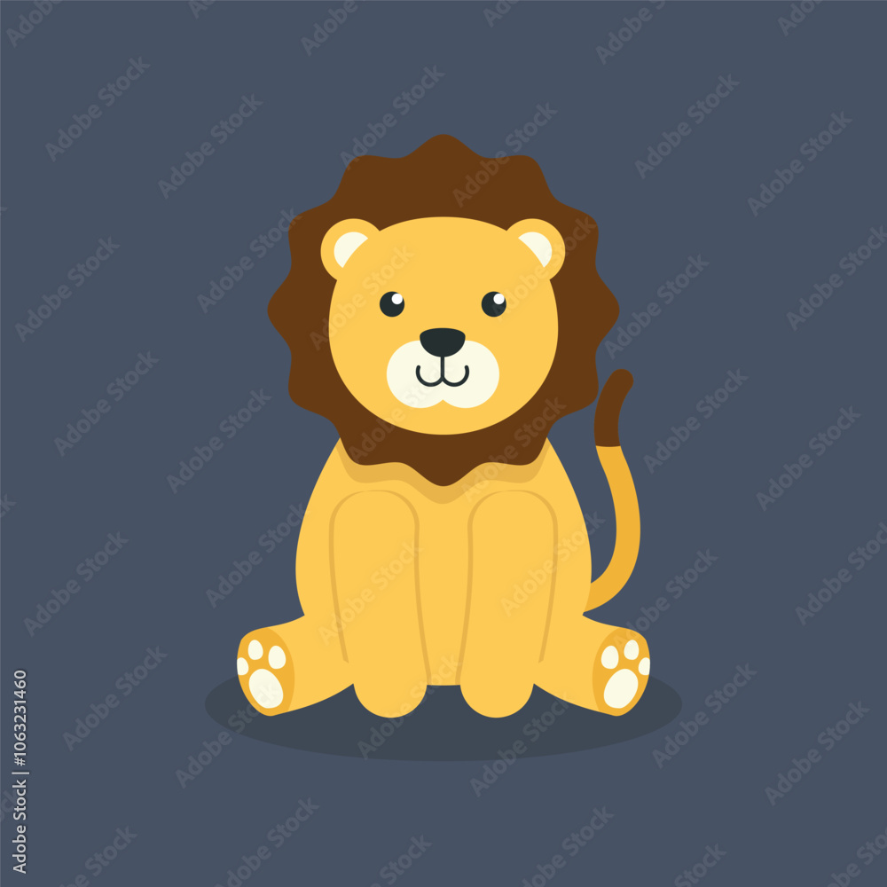 cute sitting lion in flat vector design. cute sitting lion in flat vector design.