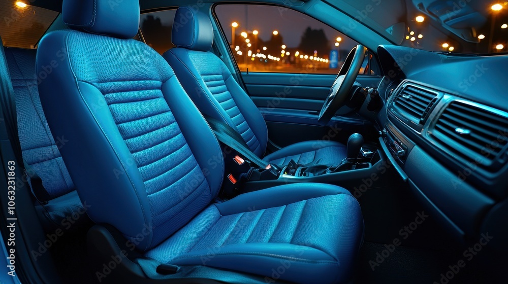 Interior View of Car Seats with Seat Belt Strapped Interior View of Car Seats with Seat Belt Strapped