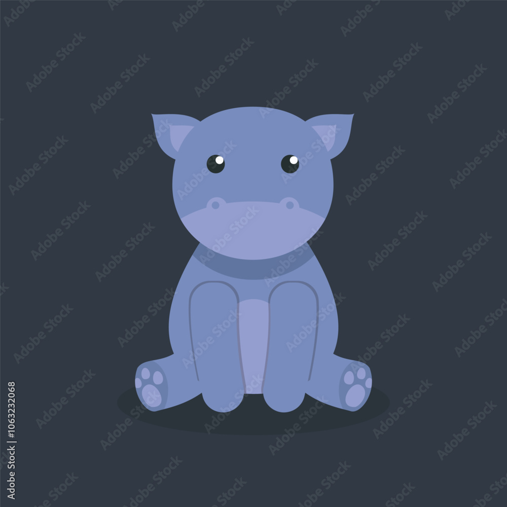 Obraz premium cute sitting hippopotamus in flat vector design