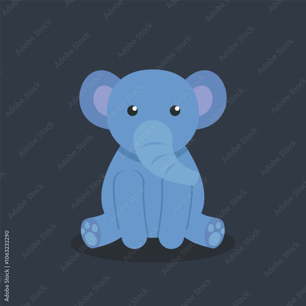Fototapeta premium cute sitting elephant in flat vector design.