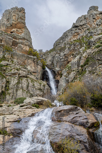 View of Chorrera de los Litueros waterfall, Sierra de Guadarrama Natural park, Madrid, Spain photo