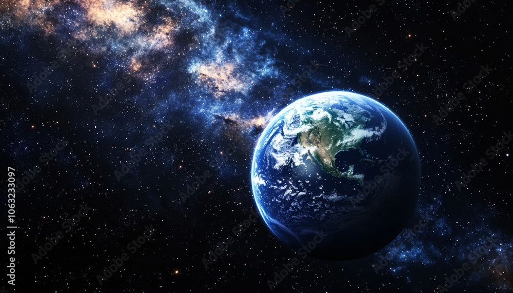 stunning view of Earth as seen from the vastness of space, with the planet's bright blue oceans and swirling white clouds sharply contrasting against the infinite darkness of space stunning view of Earth as seen from the vastness of space, with the planet's bright blue oceans and swirling white clouds sharply contrasting against the infinite darkness of space
