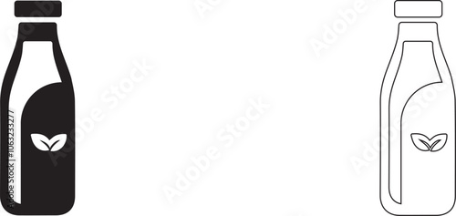 Glass bottle with eco drink. 
Healthy nutrition vector icon.
