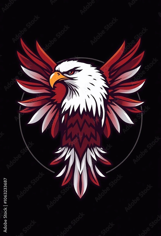 Obraz premium Logo of an eagle with outstretched wings, symbolizing freedom, strength and leadership