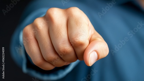 Finger pointing directly at viewer, a closeup image of direct engagement and focus