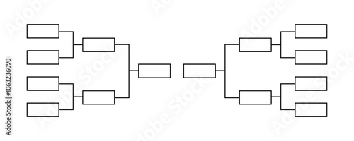 Tournament chart structure in minimalistic style. Sport leadership bracket. Versus frame for competition.