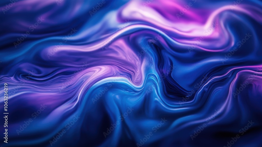 Abstract blue and purple liquid waves flowing smoothly, Abstract blue and purple liquid waves flowing smoothly,