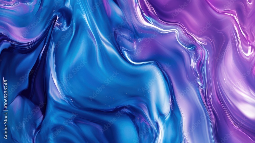 Abstract blue and purple liquid waves flowing smoothly, Abstract blue and purple liquid waves flowing smoothly,