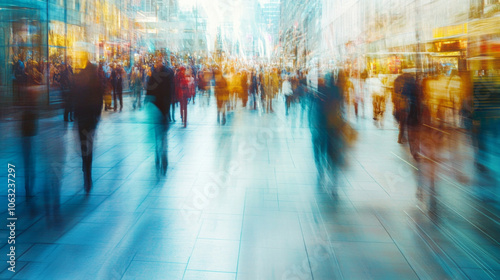 Wallpaper Mural A busy urban street filled with blurred figures, capturing the essence of a bustling city atmosphere during evening hours Torontodigital.ca