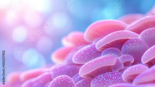 Wallpaper Mural Pink mushrooms with a dreamy, sparkling texture create a magical, ethereal scene, AI Torontodigital.ca