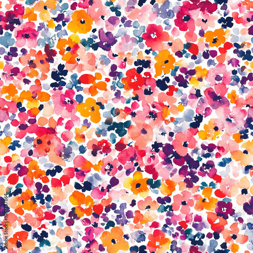 Watercolor floral seamless pattern print hand painting with abstract flowers, design texture. Tileable Seamless pattern watercolor floral pattern for textile fabric, stationery, wedding deisgn
