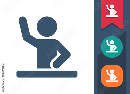Student, Raising Hand, Classroom Icon