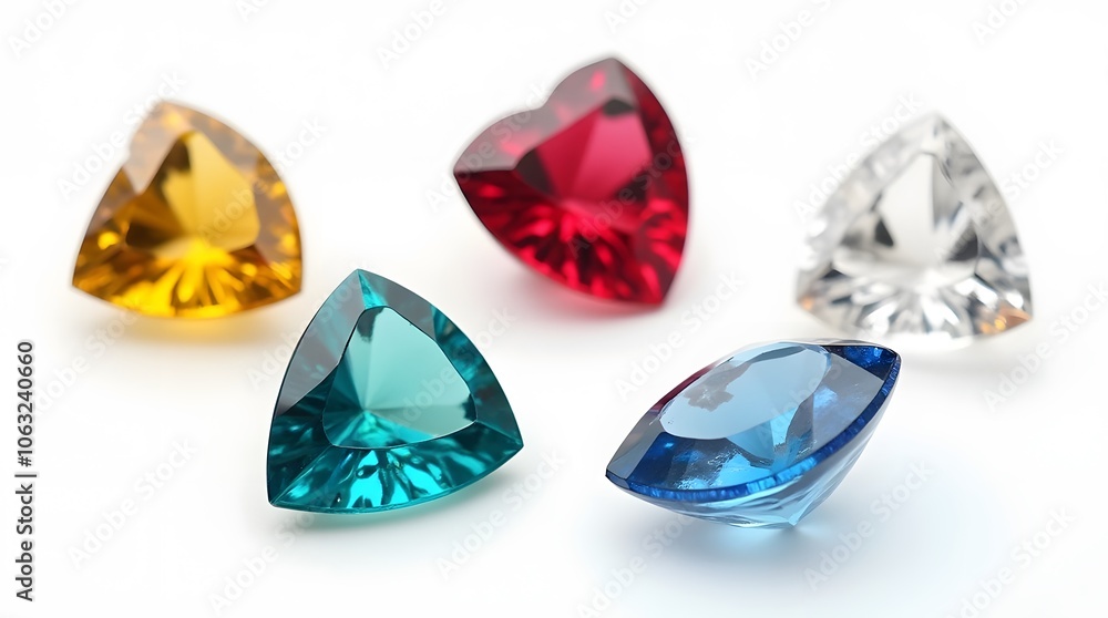 Colorful Gemstones on White Background Colorful Gemstones on White Background