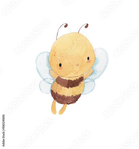 Watercolor bee illustration for kids photo