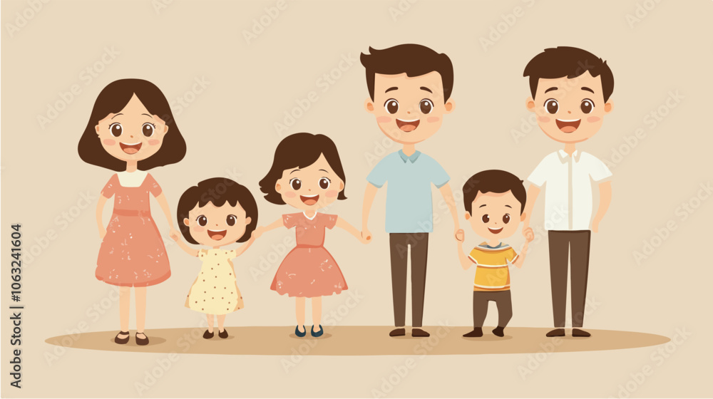 Flat illustration of family on a walk. Spending time together with family. Flat illustration of family on a walk. Spending time together with family.