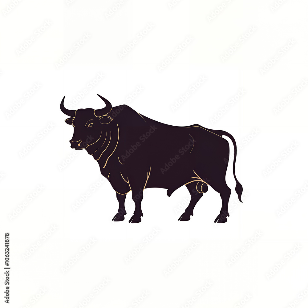 Minimalist Illustration of a Black Bull Minimalist Illustration of a Black Bull