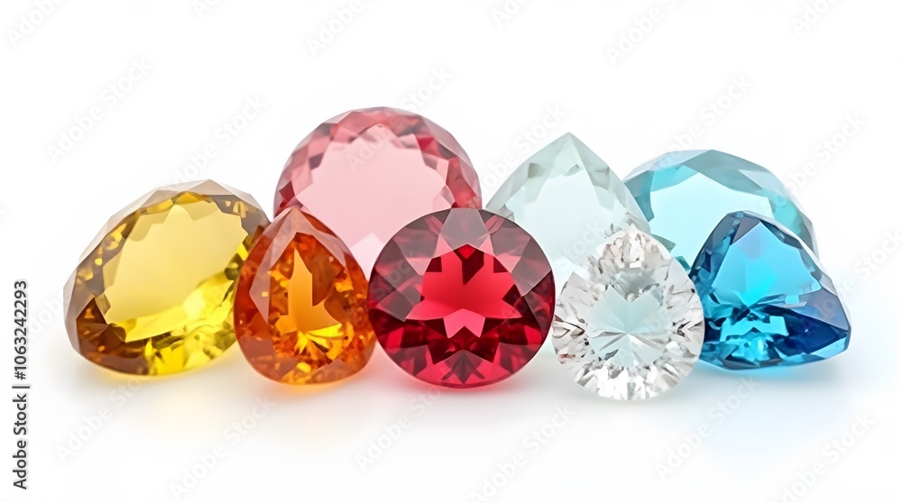 Colorful Gemstones on White Background Colorful Gemstones on White Background
