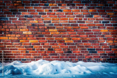 Ancient Brick Wall Snow Ground AI Photo photo