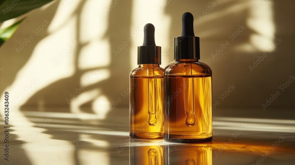 Naklejka premium Cosmetic product tan drops, body oil,