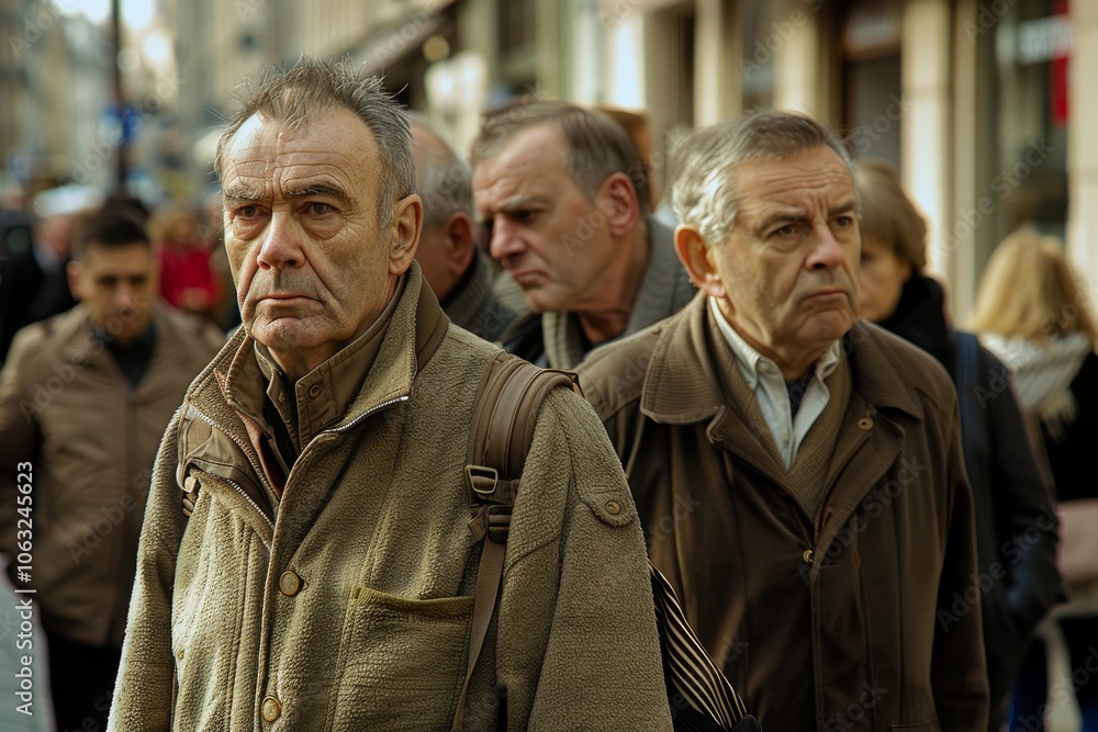 Old people walking in the streets of Madrid. Old people walking in the streets of Madrid.