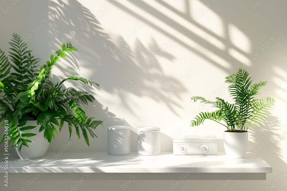 Minimalist Home Decor with Green Plants and Sunlight Minimalist Home Decor with Green Plants and Sunlight