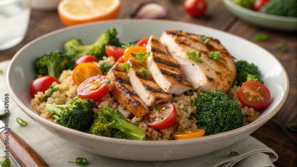Grilled Chicken Salad with Quinoa and Fresh Vegetables Grilled Chicken Salad with Quinoa and Fresh Vegetables