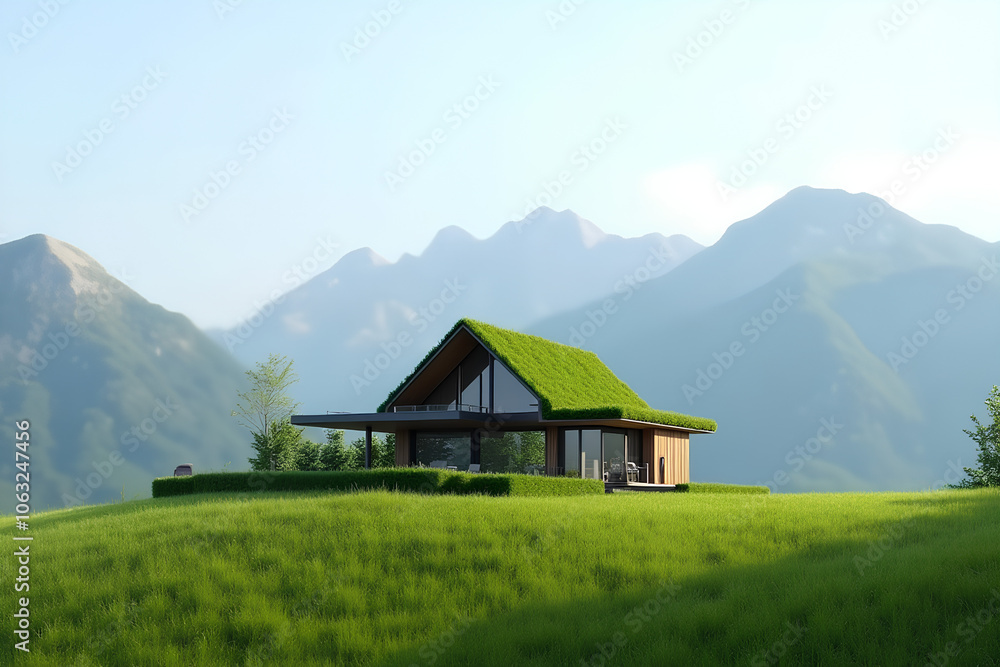 a comfortable modern house without a roof on a hill a comfortable modern house without a roof on a hill