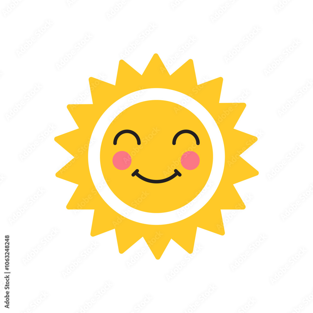 Funny sun icon vector. Smiling sun illustration sign. Sun symbol or logo. Funny sun icon vector. Smiling sun illustration sign. Sun symbol or logo.
