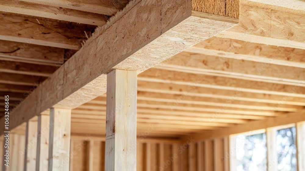 Close up of glued timber showcasing wood grain Pine beams for construction highlighting wooden building materials and grooved beams Close up of glued timber showcasing wood grain Pine beams for construction highlighting wooden building materials and grooved beams