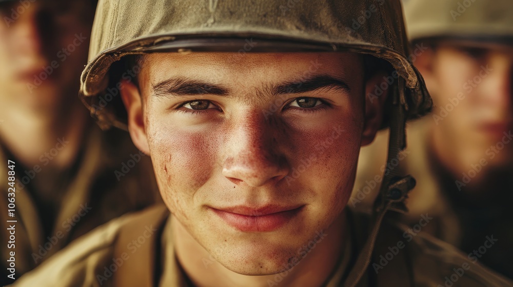 Close Up Portrait of American Soldiers from World War Two Captured in Faded Color Film with a Cinematic Style Close Up Portrait of American Soldiers from World War Two Captured in Faded Color Film with a Cinematic Style