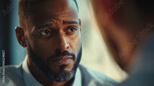 Close up of a professional psychologist engaging with a male patient in a consultation setting emphasizing mental health and advisory support concepts