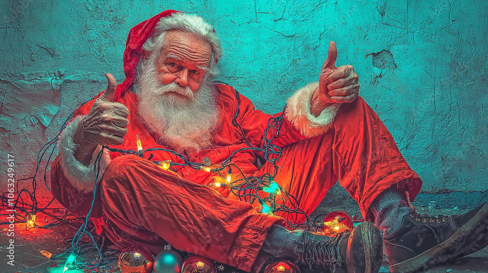 Fototapeta premium Santa celebrates a merry moment with festive activities and cheerful decorations