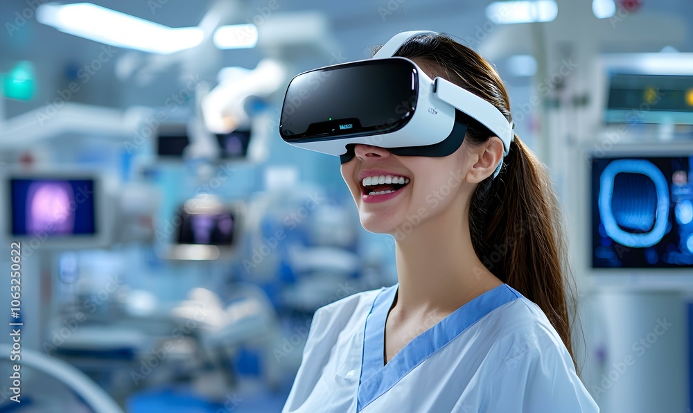 Virtual Reality Engagement, a professional deeply focused on an immersive simulation, surrounded by futuristic technology and vibrant graphics Virtual Reality Engagement, a professional deeply focused on an immersive simulation, surrounded by futuristic technology and vibrant graphics